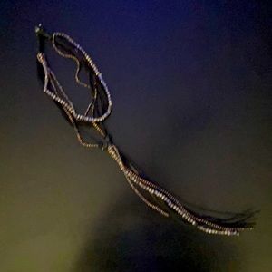 Statement multiple layered leather and stone lariat style necklace